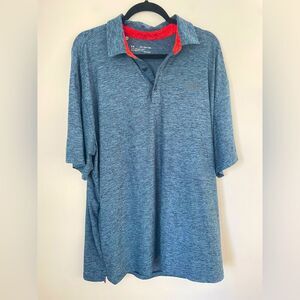 Under Armour Men's Heathered Blue Athletic Polo HeatGear Loose fit size XXL